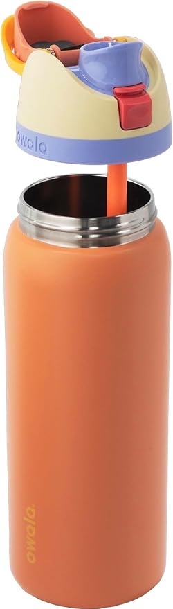 Owala FreeSip Stainless Steel Water Bottle, Lemon Meringue, 32 oz
