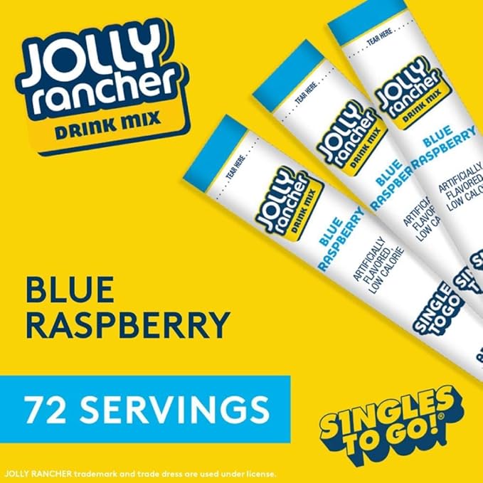 Jolly Rancher Blue Raspberry Singles To Go Drink Mix, 0.65 OZ, 6 CT (Pack of 4)