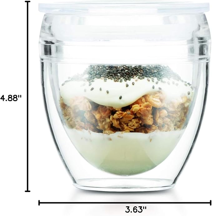 Bodum 10oz Pavina Reusable Double Wall Tumblers with Lid, BPA-Free Plastic, Hot and Cold Drinks, Set of 2, Clear