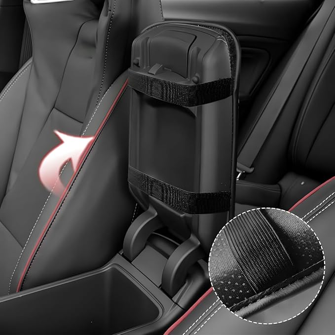 Car Center Console Cover, Waterproof Leather Bow Ribbon Vehicle Arm Rest Pad, Comfortable Automotive Interior Seat Box Armrest Protection Cushion Accessories, Universal Fit (Gray)