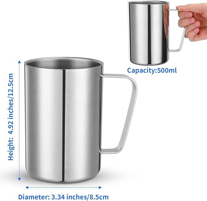 500ml Insulated 304 Stainless Steel Coffee Mug, Double-Wall Vacuum Travel Tumbler, Shatterproof for Camping, Office, and Outdoor - Durable, Perfect for Hot and Cold Drinks.