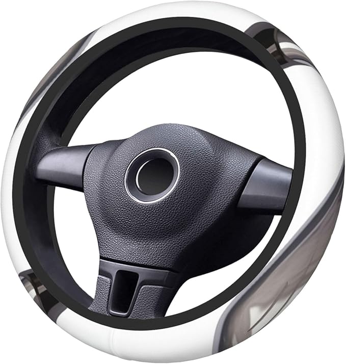 Elastic Stretch Car Steering Wheel Cover Universal 15 inch Anti-Slip Auto Steering Wheel Protector Golf Club Steering Wheel Covers Warm in Winter and Cool in Summer, Black