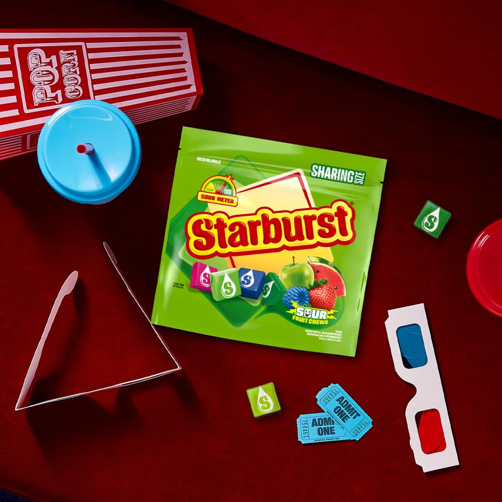 STARBURST Sour Chewy Candy Individually Wrapped Fruit Chew Candies, Sharing Size, 15.6 Oz Resealable Bag