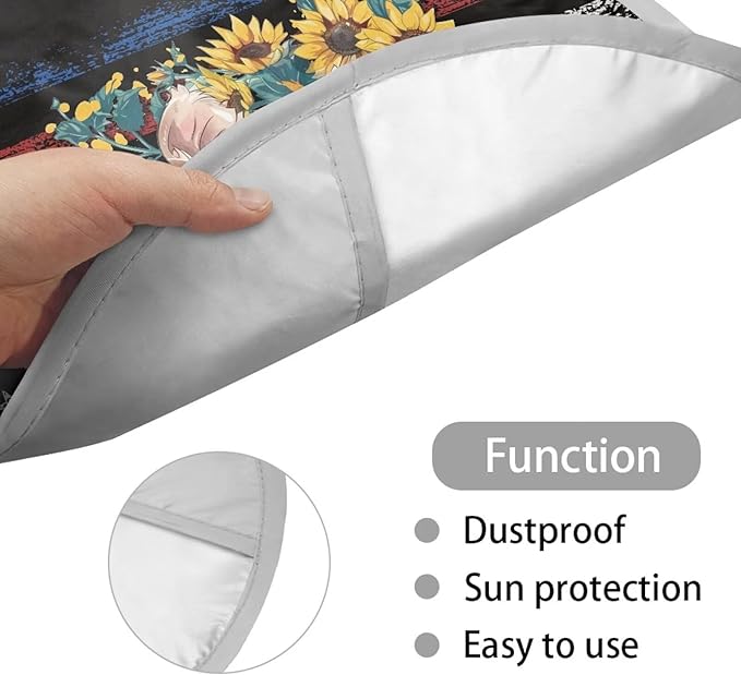American Flag Cow Sunflower Pattern Steering Wheel Sun Shade Cover Steering Wheel Cover for Sun Protection Keep Cool in Summer Steering Wheels Accessories for SUV Car Truck Van
