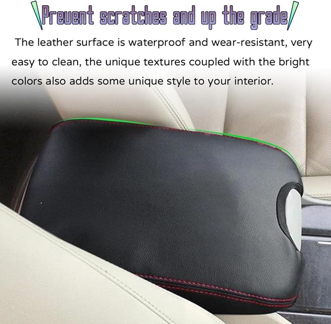 Custom Interior Accessories for Honda Accord 2008 2009 2010 2011 2012 PU Leather Center Console Armrest Box Cover Armrest Cushion Central Armrest Protector Pad(Black with Black Stitching)