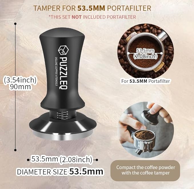 54mm Espresso Accessories Kit, Spring Loaded Calibrated Tamper,mat,WDT Tool,Dosing Funnel,Puck Screen kit,Basket Removal Tool ,Cleaning ClothSet,Fits 54mm Breville Espresso Coffee Machines (54MM)