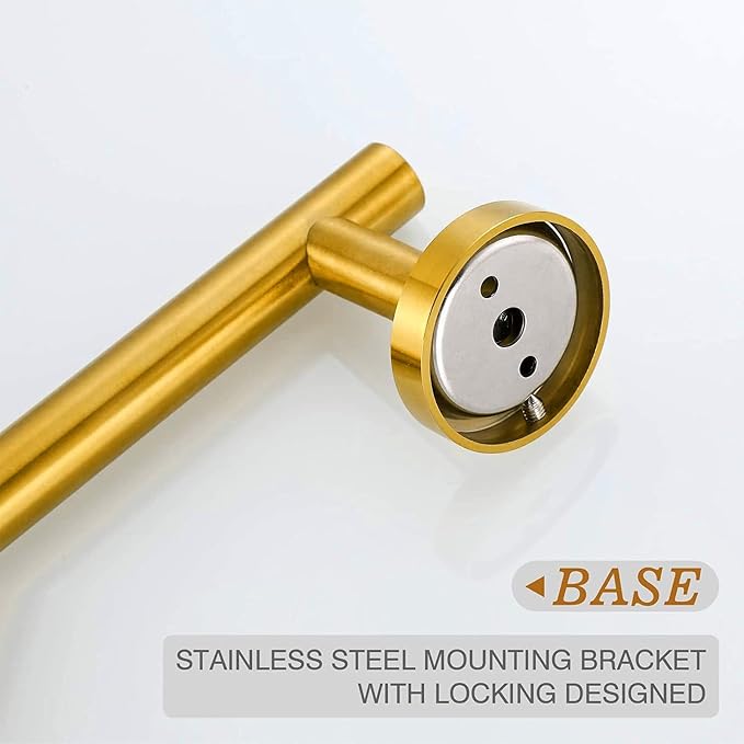 USHOWER Brushed Gold Bathroom Accessories Set, 18-Inch Towel Bar Set Wall Mounted, Durable SUS304 Stainless Steel Bathroom Hardware Set, 4-Piece