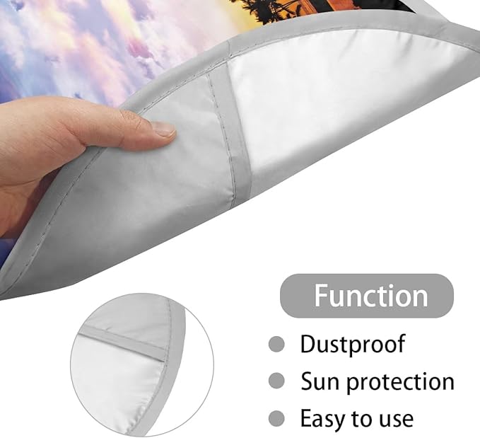 Steering Wheel Sun Shade Cover for Car SUV Van Truck Vehicle Steering Wheel Protector Steering Wheels Accessories Keep Cool in Summer, Sunset Glow Beach Coconut Tree Pattern