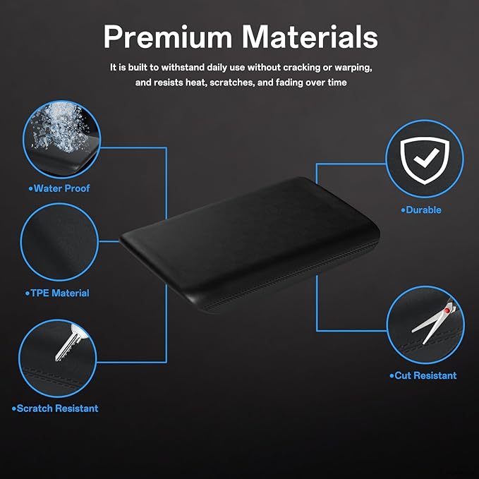 Center Console Armrest Cover for Tesla Model X/S 2026 2025 2024 2023 2022 2021, Non-Slip Armrest Cushion Pad Arm Rest Protector Covers, TPE Waterproof Interior Accessories for Tesla, Black