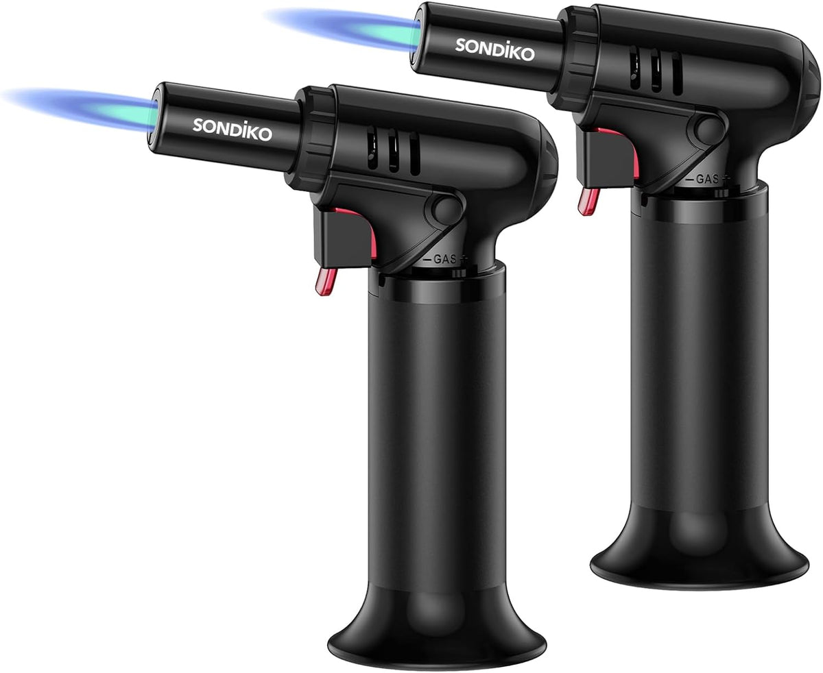 Sondiko Butane Torch Lighter with Visible Fuel Window, Refillable Soldering Torch with Adjustable Flame for Welding, Resin Art, Industrial(Butane Gas Not Included)