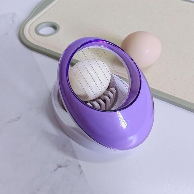 Egg Slicer for Hard Boiled Eggs,Easy to Cut Egg into Slices, Wedge and Dices, Sturdy ABS Body with Stainless Steel Wires,Non-slip Feet,Dishwasher Safe, BPA Free (Red)