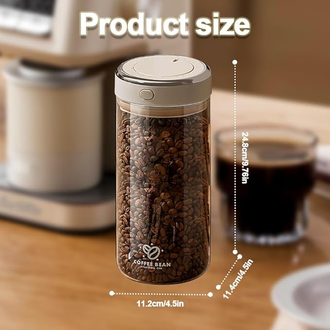 Aerbee Coffee Bean Canister, 57OZ Food Grade Coffee Bean Sealed Jar with Date Tracker and Waking Food Valve, Vacuum Food Storage Containers for Flour, Grain, Snack, Sugar, Tea (1.7L)
