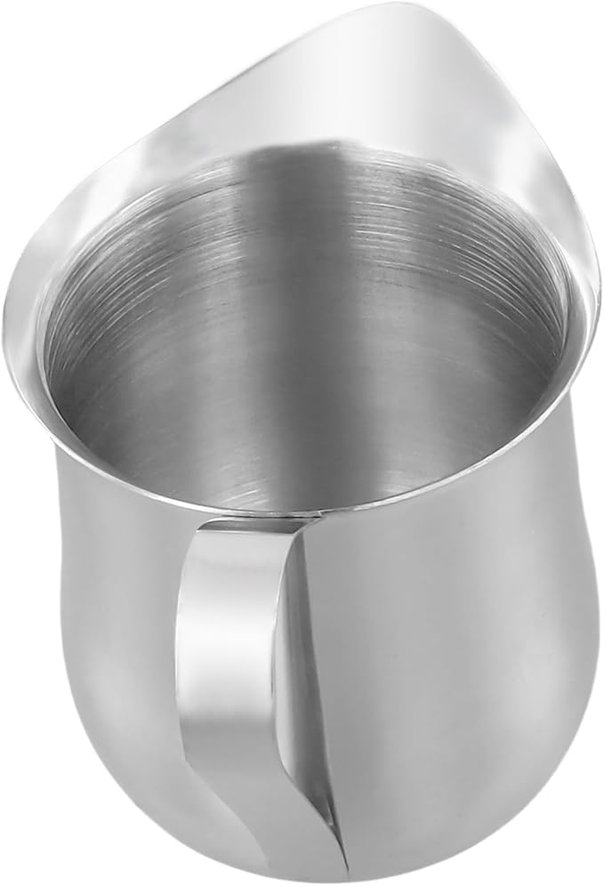 KEILEOHO 6 PCS 5oz Stainless Steel Bell Creamers, Small Creamer Pitcher, Coffee Creamer with Wide Mouth for Cream, Sauce, Milk, Coffee, Silver