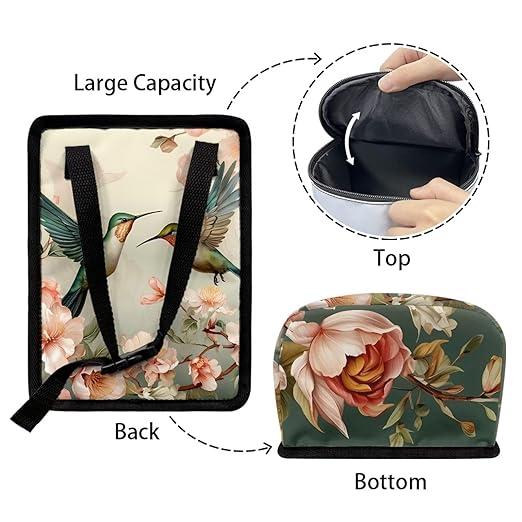 Retro Hummingbird Car Trash Bag Bin Hanging Leak Proof Reusable Automotive Garbage Can with Lid,Durable Car Accessories Auto Organizer and Storage