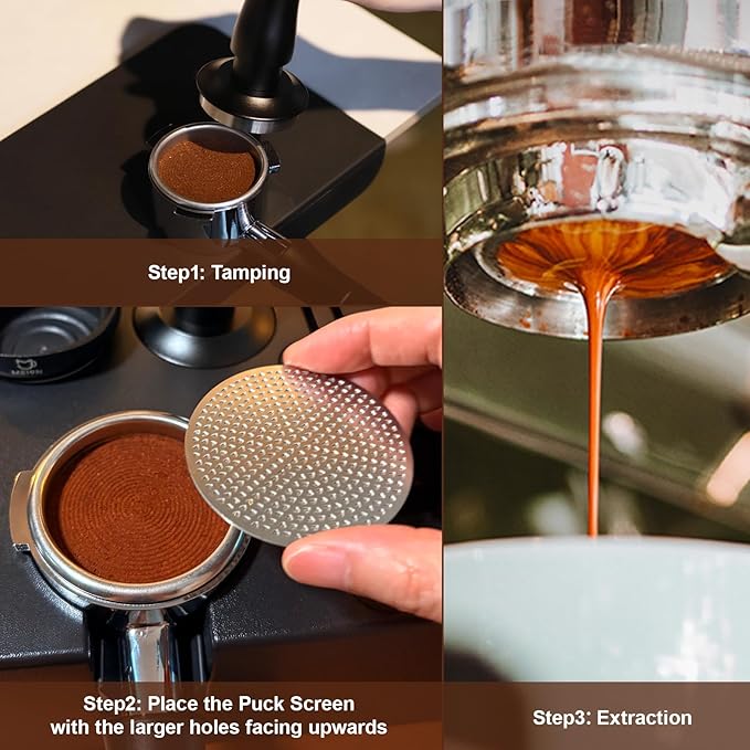 MEION 53.3mm Espresso Puck Screen-1 Pack 0.8mm Thickness Espresso Filter Screen, Reusable Metal Coffee Filter for Bottomless Portafilter Basket 54mm, Stainless Steel Coffee Puck Screen