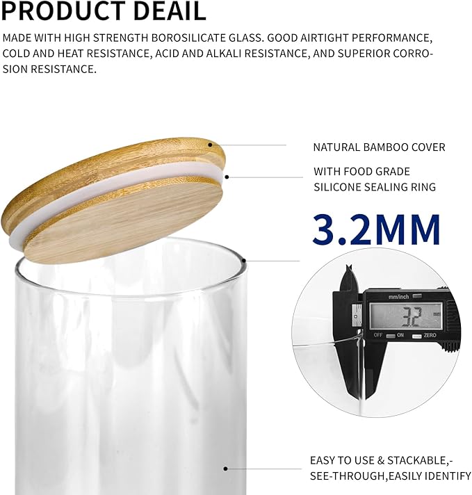 ZOMUIA Glass Coffee Containers Airtight Coffee Bean Storage Canisters with Shelf, 3Pcs 44oz Coffee Station Organizer, Kitchen Food Storage Jars for Sugar, Candy, Oats, Nuts