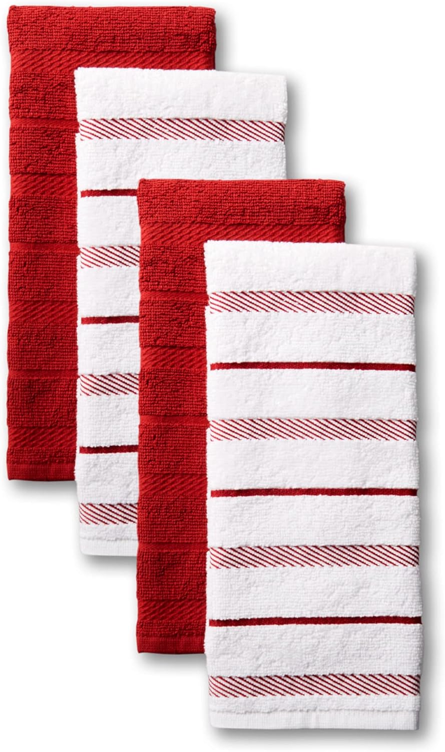 KitchenAid Albany Kitchen Towel 4-Pack Set, Milkshake Tan/White, 16"x26"