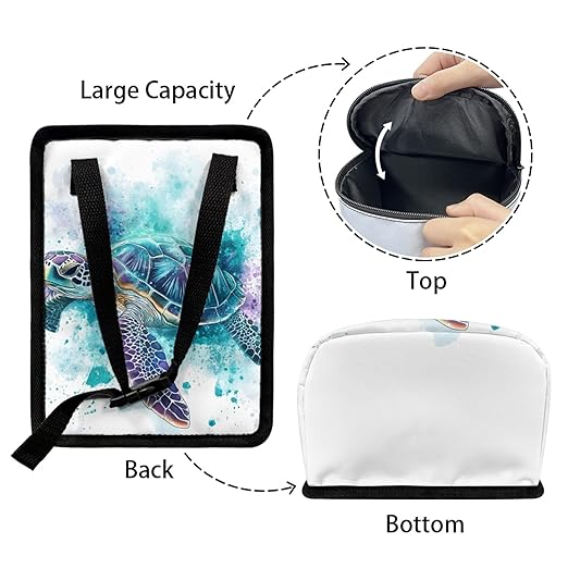 Watercolor Sea Turtle Car Trash Can with Lid Garbage Bag Dustbin Container Waste Basket Storage Pocket Hanging Large Capacity Vehicle Trash Bin
