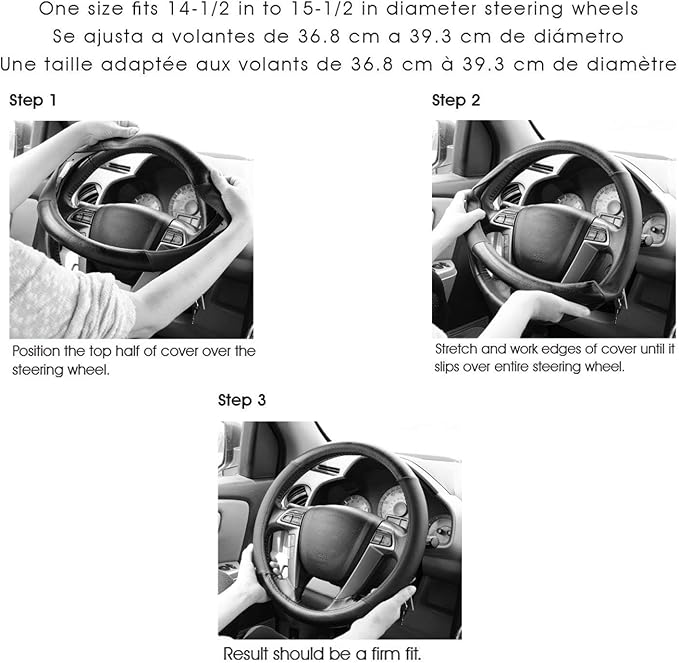 Premium Leather Steering Wheel Cover with Air Holes – Non-Slip Rubber Grip, Universal Fit for Cars (Burgundy)
