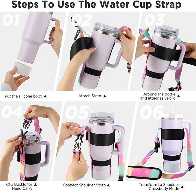 EasyAcc Water Bottle Holder Strap Sling, for Owala FreeSip 24 32 40 oz, Hydro Flask, Cirkul, Yeti, Stanley Flip, Universal Water Bottles, with Carabiner, for Walking Curise Travel (Bottle Excluded)