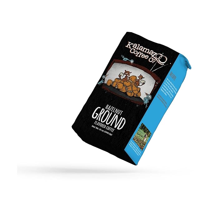 KALAMAZOO COFFEE COMPANY Hazlenut Ground Coffee - Filbert Hills Flavored Coffee | 12oz Bag (1 Pack)