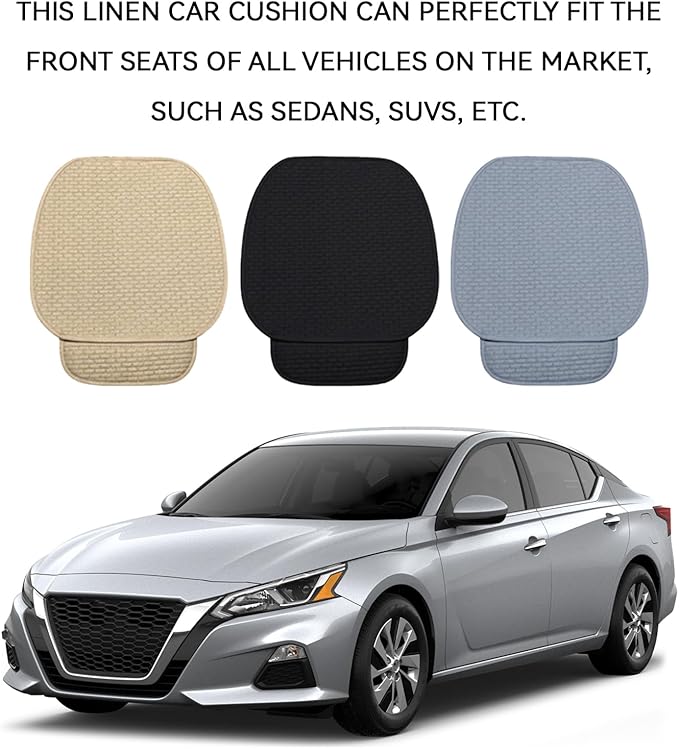 2PCS Car Seat Cushion Covers, Car Seat Cover Pad Front Bottom Protector Mat with Storage Pocket, Breathable Comfortable Auto Front Cushion Pad Mat for Most Vehicle and Office Accessories(Gray)