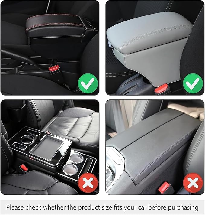 Car Center Console Cover for Honda CRV 2017 2018 2019 2020 2021 2022, Universal Waterproof Leather Armrest Box Pad Armrest Cover Cushion Interior Accessories with 2 Storage Bags,B/Black-Red