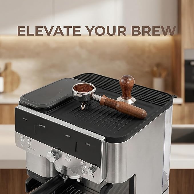 Top Mat for Ninja Luxe ES601 ES701, Silicone Coffee Machine Mat Heat Resistant Non-Slip, Espresso Machine Top Protector from Scratches, Easy Clean Coffee Maker Mat for Countertops