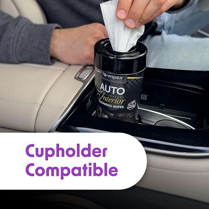 Wipex Auto Interior Car Cleaning Wipes - Plant Based Car Wipes - Lavender Essence, UV Protectant, Safe for Vinyl, Rubber, Plastic, Leather, Chrome, Non-Greasy Matte Finish, 40 Count (Pack of 6)