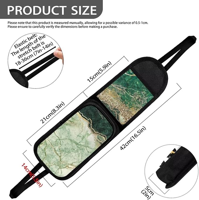 Green and Gold Marble Automatic Seat Side Storage Organizer Seat Side Organizer Car Seat Storage Bag Front Seat Phones, Drink, Stuff Holder for Most Vehicles