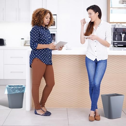 Amyhill 20 Pcs Small Trash Can 2 Gallon Plastic Garbage Can Small Waste Basket for Bathroom Office Kitchen Living Room Bedroom Home Under Desk (Grey)
