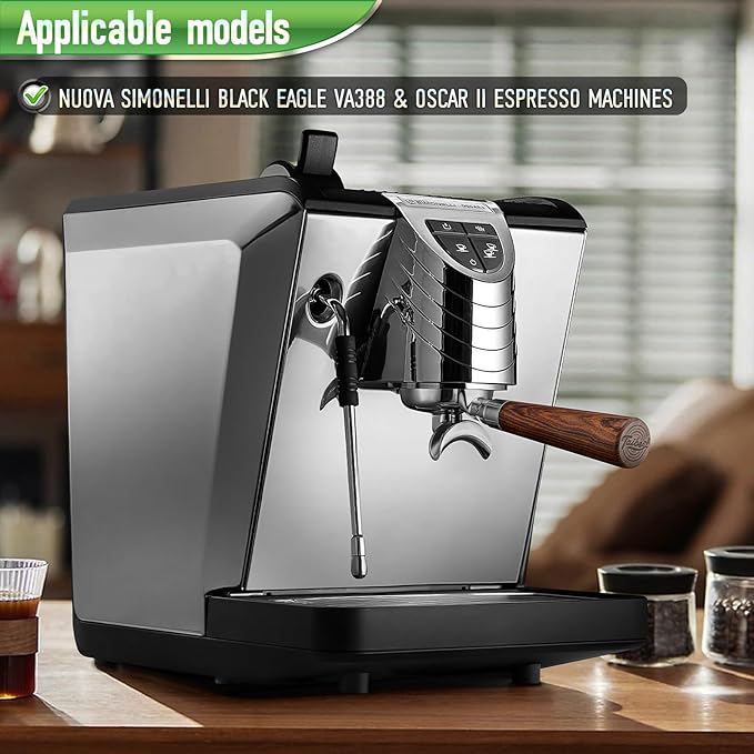 58mm Portafilter for Nuova Simonelli Black Eagle VA388 & Oscar II - Dual Spout Handle with Rosewood Grip, 304 Stainless Steel Basket