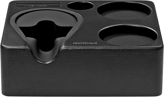 Normcore Compact Tamping Station - Espresso Black Tamper Station Base - Genuine American Black OAK Tamper Holder - Wooden Coffee Portafilters Stand Base For 54 /58mm Espresso Machine Accessories