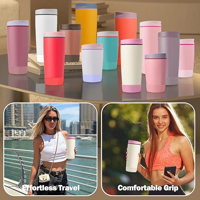 2pcs Silicone Boot for Owala SmoothSip Slider Coffee Tumbler 20oz 12oz, Anti-Slip Sleeve for Travel Coffee Mug, Protective Accessories for Owala BPA Free (Daybreak White)