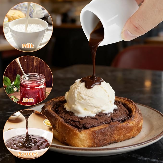 JMIATRY 12 PCS Small Creamer Pitcher 3 Oz Coffee Creamer Container Ceramic White Mini Syrup Pitcher 3 Oz Cream Jugs Small Milk Pitcher for Coffee Tea Milk Sauce(100 ML, 2 x 2.4 Inch)