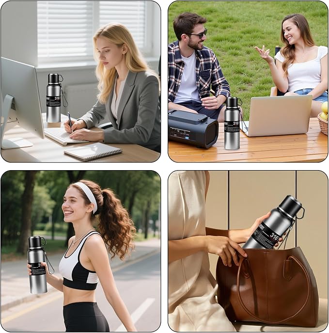 Double wall vacuum Leakproof stainless steel wide mouth insulated water bottle;tea tumbler with tea strainer infuser basket,cup and lid; travel coffee thermoses hot drinks;portable cold thermal flask