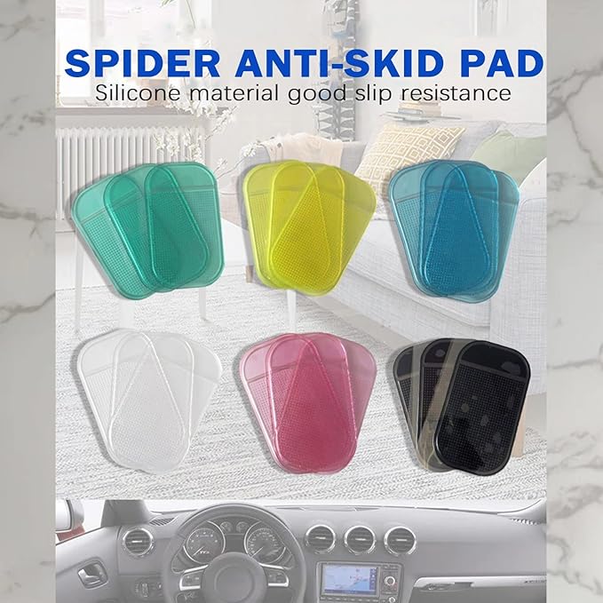 5PCS Extra-Strong Anti-Slip Pad Car Dashboard Sticky Pad Removable Silicone Gel Mat Washable Multi-Purpose PU Gel for Cell Phone Tablet (Blue)