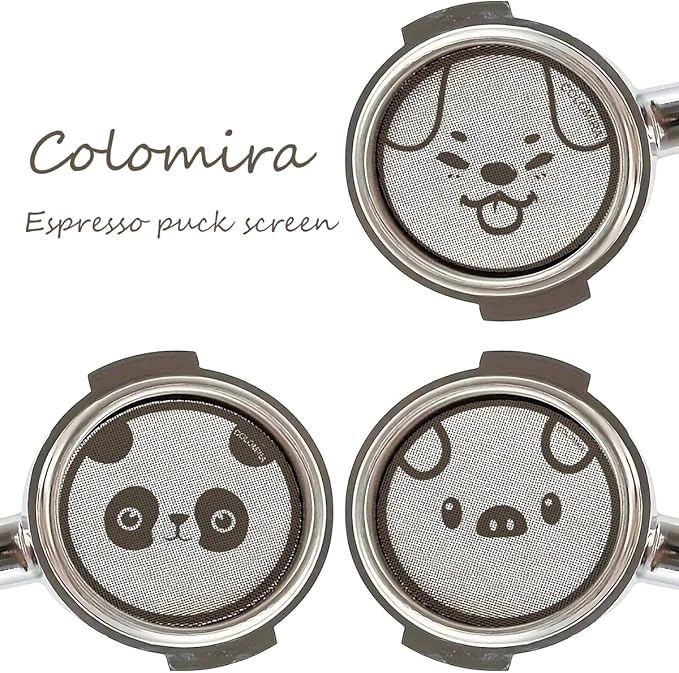 53.5mm Espresso Puck Screen 3-Pack, Lower Shower Screen, Metal Coffee Reusable Filter for 54mm Espresso Portafilter Basket, 1.7 Thickness - 316 Stainless Steel(Cute Animal)