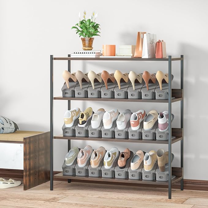Neprock Shoe Slots Organizer for Closet, Shoe Storage Organizer Shoe Slots Organizer, Shoe Rack Organizer Space Saver Organizador De Zapatos for Closet Organization(36 Pack)(Grey)