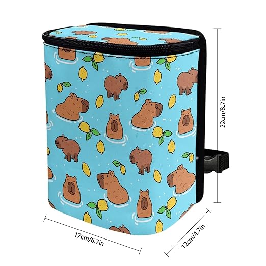 KEIAHUAN Capybara Car Trash Can Bin with Lid Hanging for Back Seat Collapsible and Portable Multipurpose Trash Bin Garbage Can for Car Office Home