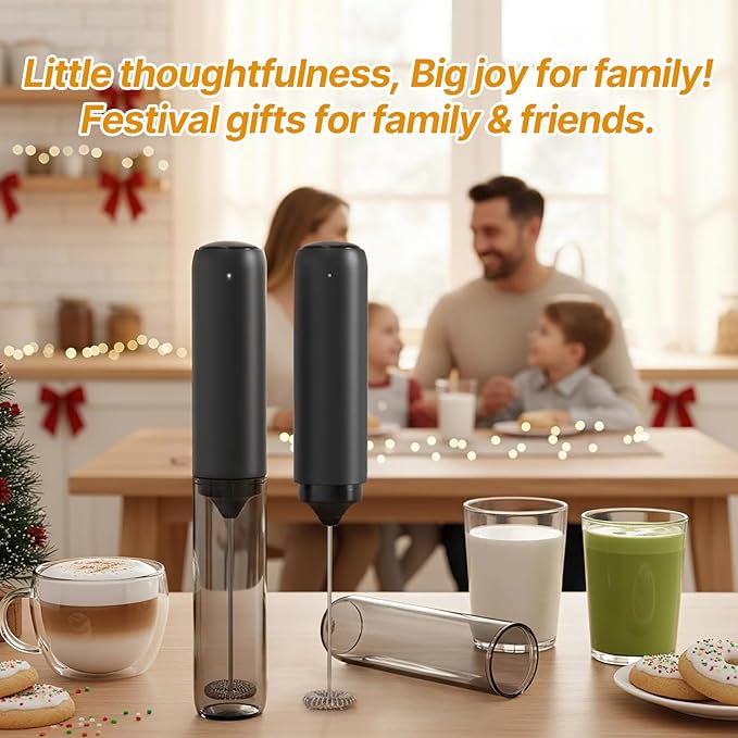 USB-C Rechargeable Milk Frother Handheld with Travel Sleeve,Handheld Electric Foam Maker with Coffee Frother Handheld & Whisk Drink Mixer Protein Shakes, Matcha, Hot Chocolate