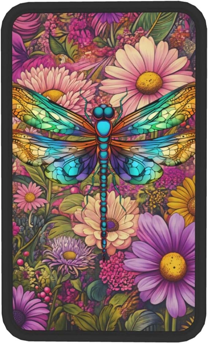 Universal Car Center Console Cushion Pad, Purple Flower Dragonfly Soft Waterproof Car Center Console Cover Auto Armrest Seat Box Cover Protector for Most Vehicle SUV Truck Car