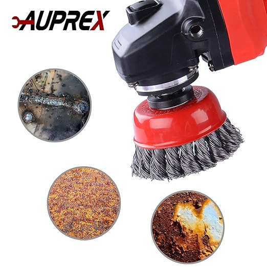 5 Pack Knotted Wire Cup Brush for Angle Grinders with 5/8 Inch | 11 UNC Threaded Arbor- 0.02 Inch Carbon Steel Wire for Rust,Corrosion,Paint Removal and Other Heavy-Duty Conditioning for Metals