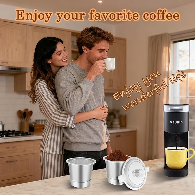 2 Pack Reusable K Cups Coffee Filter Campatible with Keurig 1.0 and 2.0 Coffee Machine,Stainless Steel Reusable Coffee Pods with Heat Resistant Handles Innovative Design