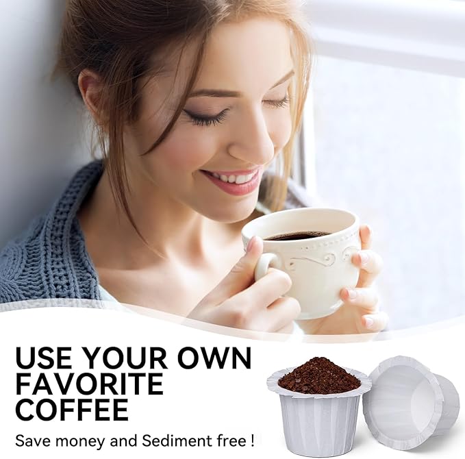 300 Count Fanativita K Cup Coffee Filters Disposable for Keurig Single Cup, Compatible with All Reusable K Cups (White)