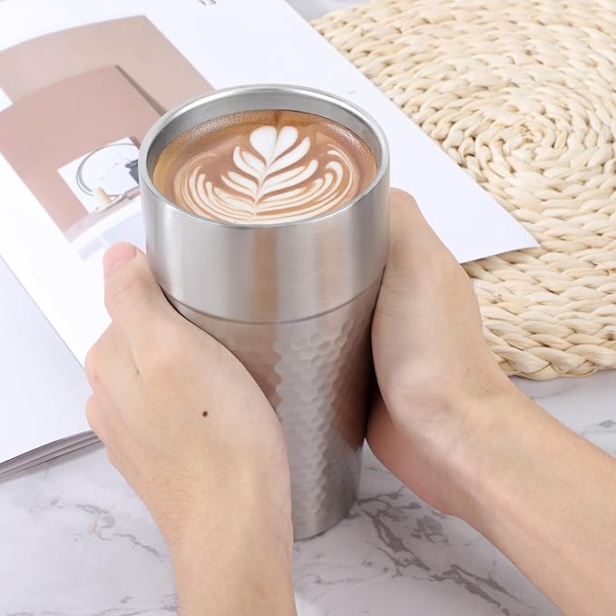 Beasea Stainless Steel Cups 19 oz, 6 Pack Large 18.6oz 550ml Stainless Steel Tumbler Stackable Double Wall Insulated Metal Drinking Glasses for Home Restaurant Office Party Camping