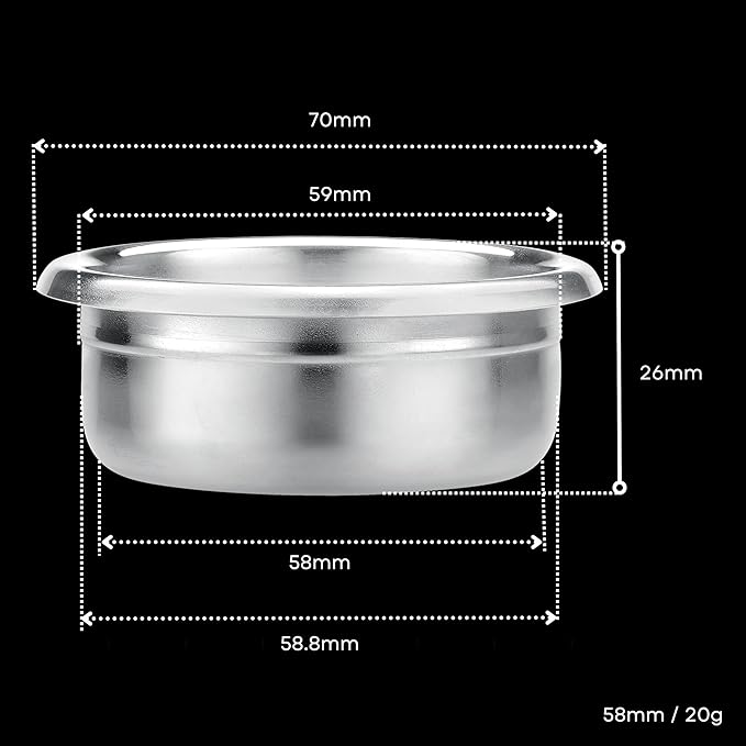 Normcore 58mm Portafilter Basket Coffee Filter, Double Layer, 304 Stainless Steel, 0.8mm Thickness, Comes with 58.5mm Puck Screen, 20 Gram