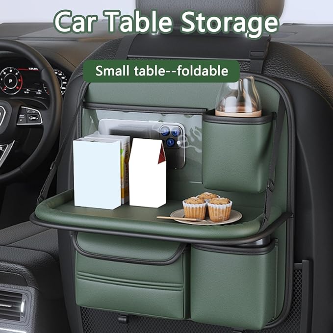 Car Backseat Organizer for Tesla Model X 6seats 2015 2016 2017 2018 2019 2020 2021 2022, Multifunctional Car Organizer Back Seat, Car Storage Organizer with Foldable Table Tray, Large Storage Pockets