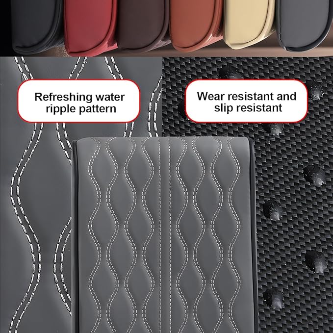 Car Center Console Cover, Leather Waterproof Vehicle Armrest Box Pad, Memory Cotton Comfortable Automotive Interior Seat Box Cushion Protector Accessories, Universal for Most Cars (Beige)