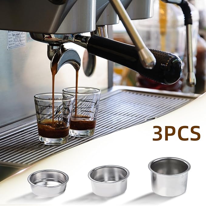 51mm Coffee Filter Basket, Stainless Steel Coffee Filter Reusable Coffee Machine Filter Accessory, Single/Double/Four Cup Single Wall Coffee Pressurized Porous Filter